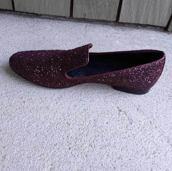 M. Gemi The Parma Loafer Burgundy  Glitter Smoking  Slipper - Picture 5 of 8